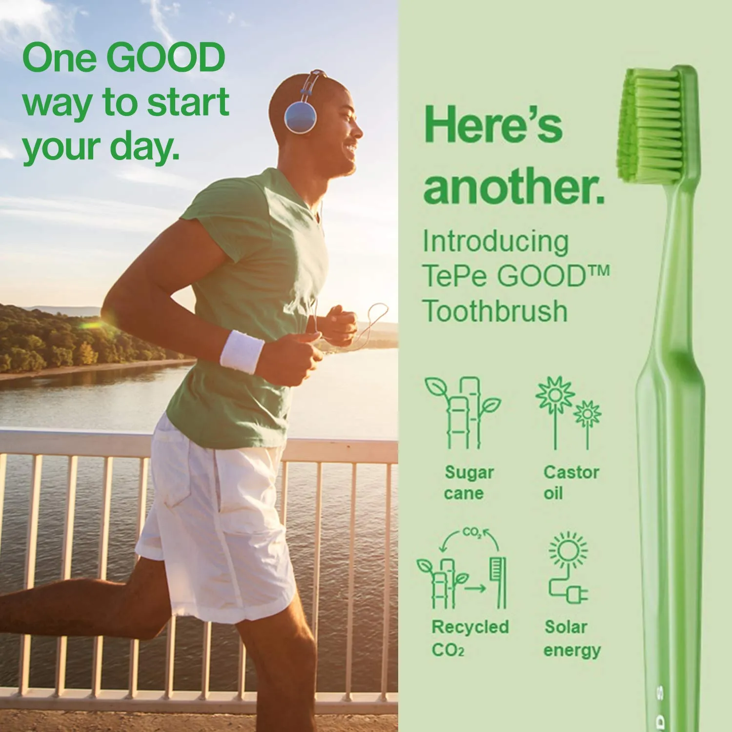 TEPE Good, Soft Toothbrush, Natural Toothbrush, Eco Toothbrush with Soft Bristles for Adults and Teens, Compact, 1 Pack