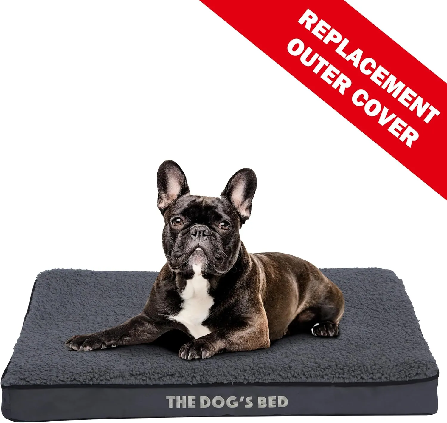 The Dog's Bed Replacement Outer Cover (No Mattress) for Medium Grey Plush (Easy Clean Cover) Waterproof Orthopedic Dog Bed.