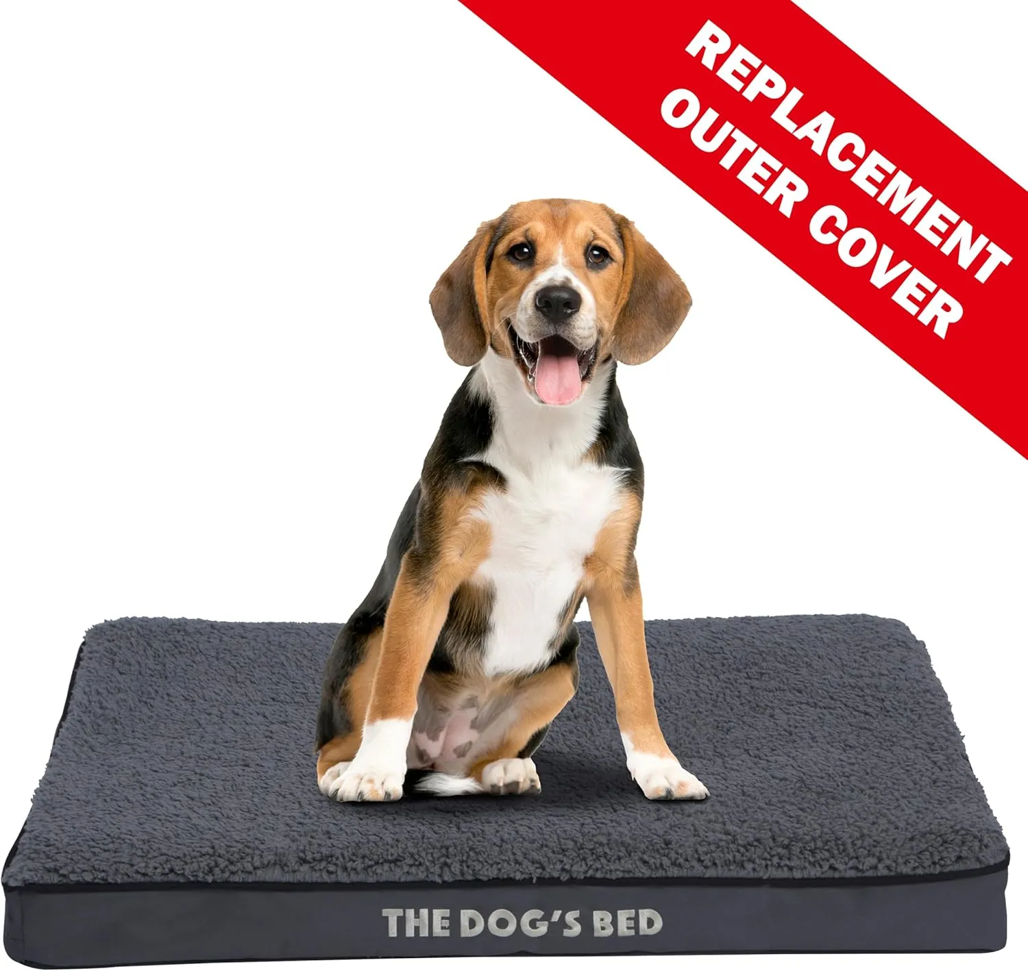 The Dog's Bed Replacement Outer Cover (No Mattress) for Medium Grey Plush (Easy Clean Cover) Waterproof Orthopedic Dog Bed.