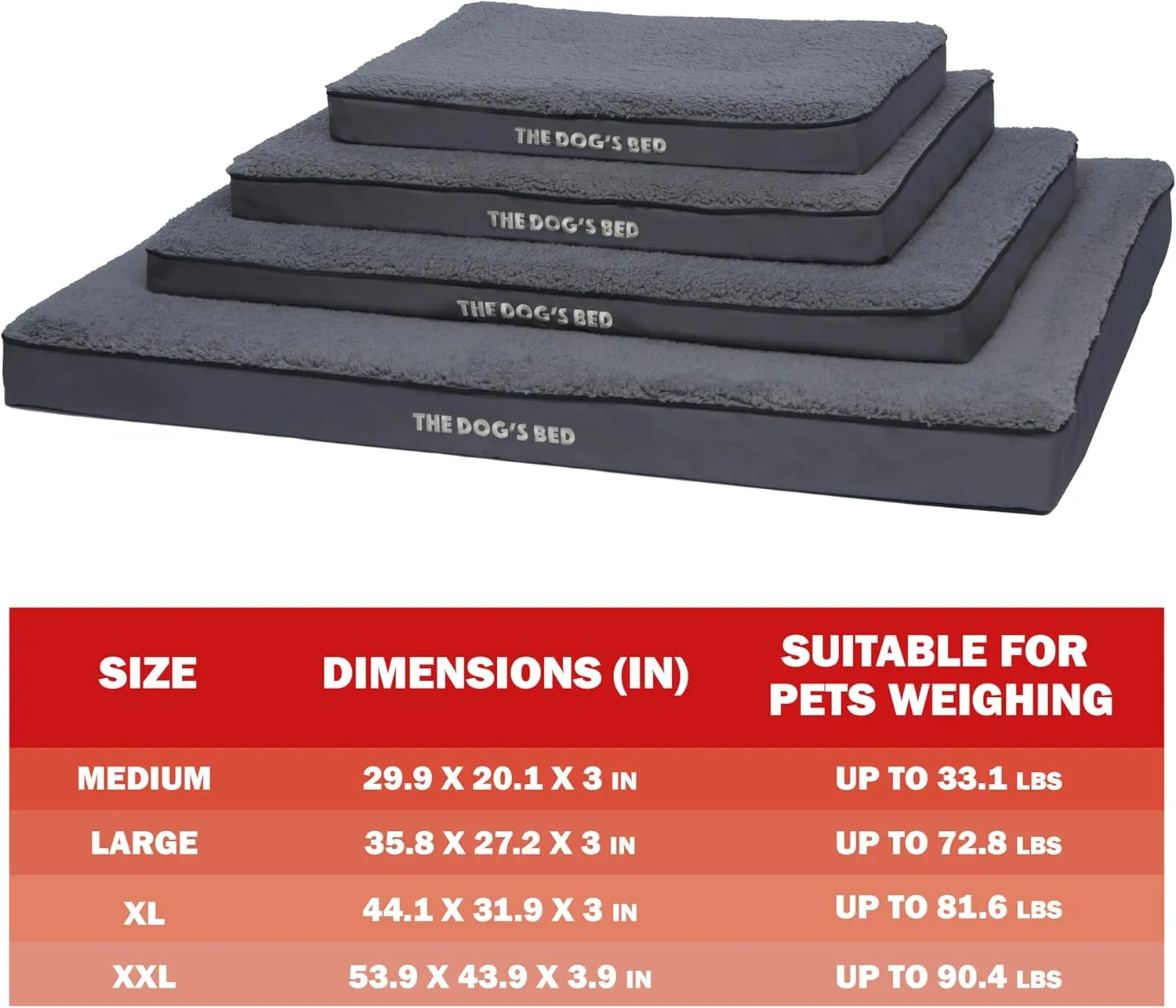 The Dog's Bed Replacement Outer Cover (No Mattress) for Medium Grey Plush (Easy Clean Cover) Waterproof Orthopedic Dog Bed.