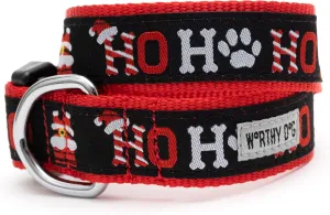 The Worthy Dog Ho Ho Ho! Adjustable Christmas Collar - Stylish and Durable for Small to Large Dogs - Woven Ribbon and Strong Quick Release Buckle