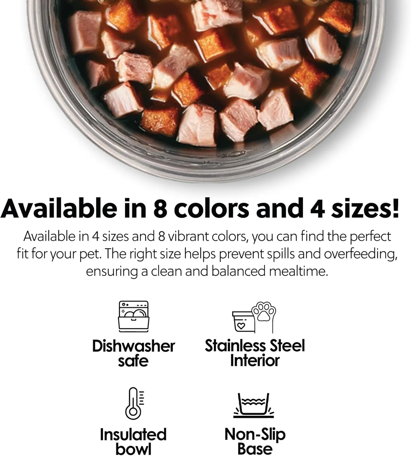 Thermocool Stainless Steel Dog Bowls, Non Slip, No Spill Insulated Dog Bowl, Keeps Food Warm & Water Cold for Dogs, Dishwasher Safe (Light Purple, Small 8 Oz)