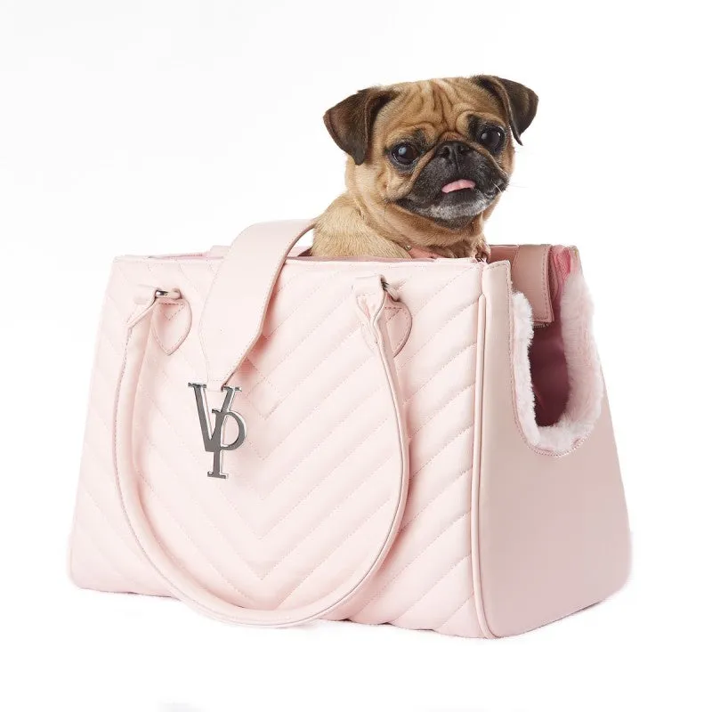 VANDERPUMP MONOGRAMME CHAIN PET CARRIER - LIGHT PINK