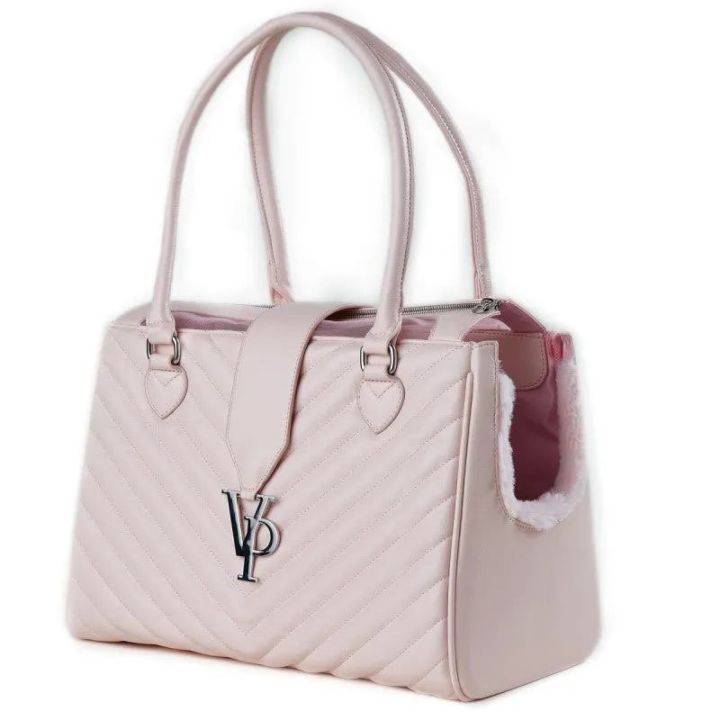 VANDERPUMP MONOGRAMME CHAIN PET CARRIER - LIGHT PINK