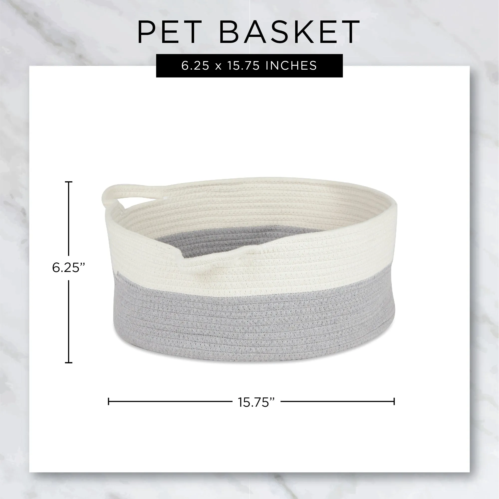 White & Aqua Cotton Rope Cat Ears Pet Basket