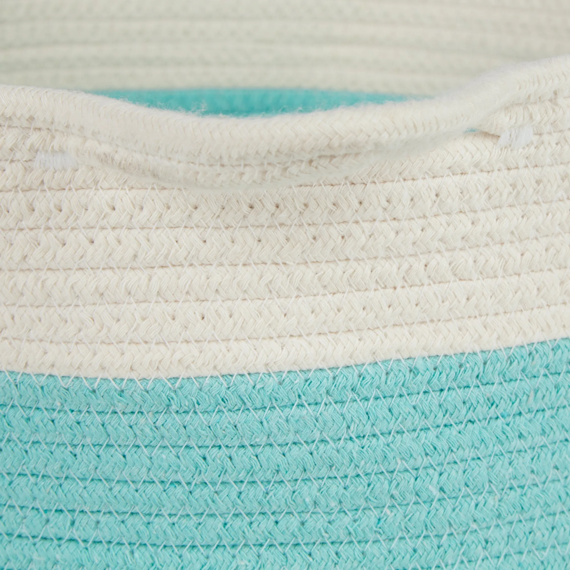 White & Aqua Cotton Rope Cat Ears Pet Basket