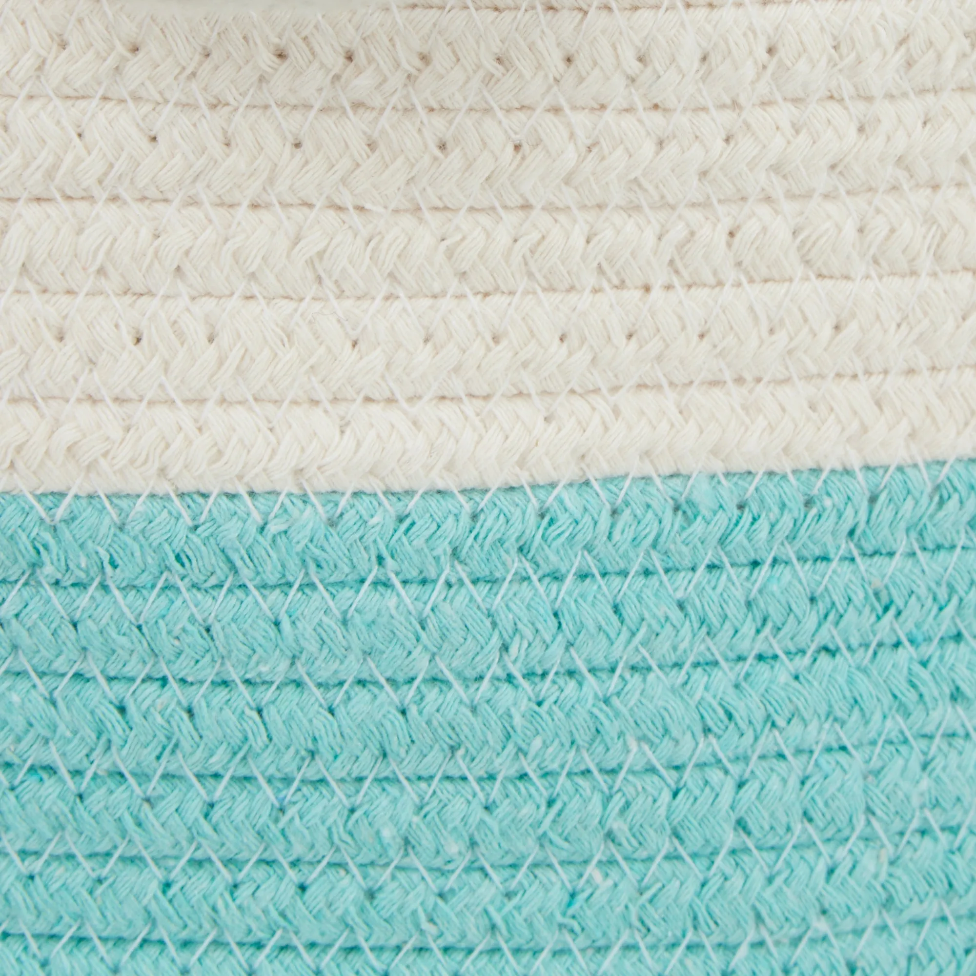 White & Aqua Cotton Rope Cat Ears Pet Basket
