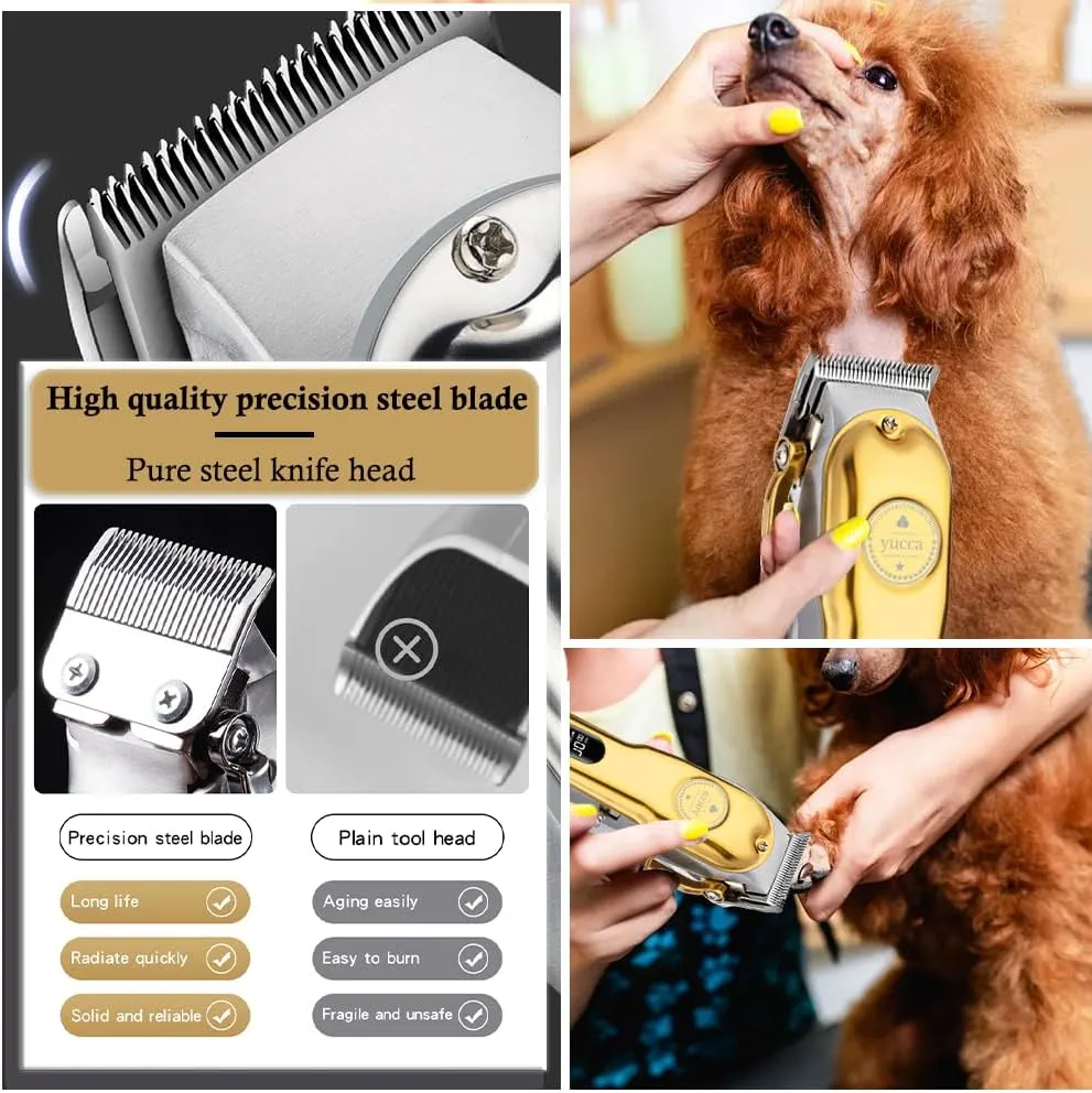Yucca Dog Grooming Clippers for Thick Coats, Cordless, Professional Animal Clippers with 7000 RPM Powerful Motor